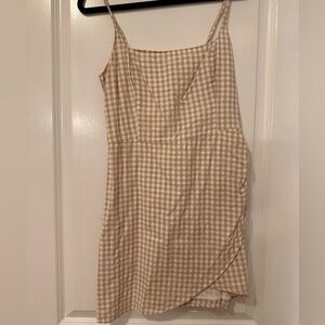 Abercrombie & Fitch Beige Gingham Mini Dress